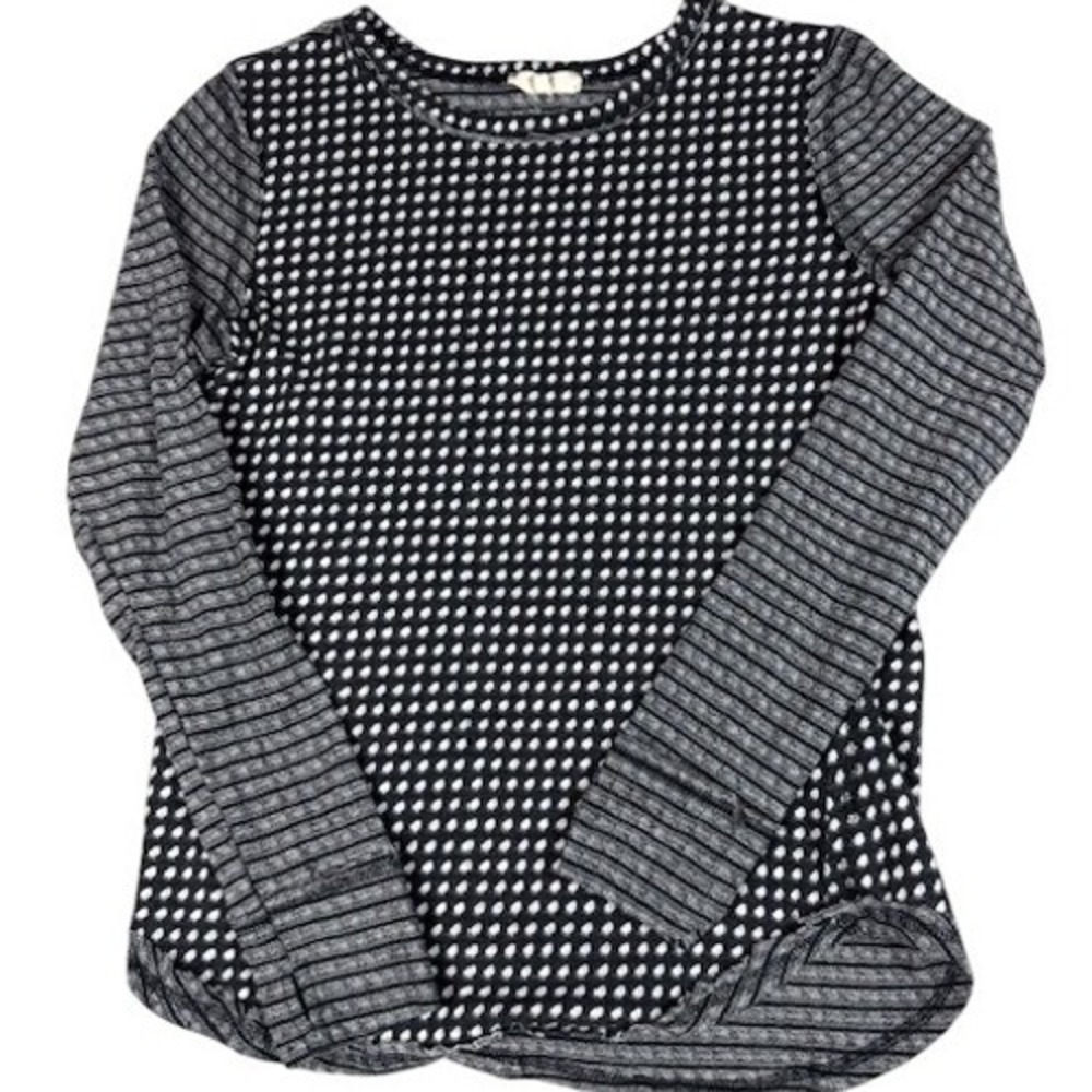 easel Black and White Patterned Long Sleeve Tee